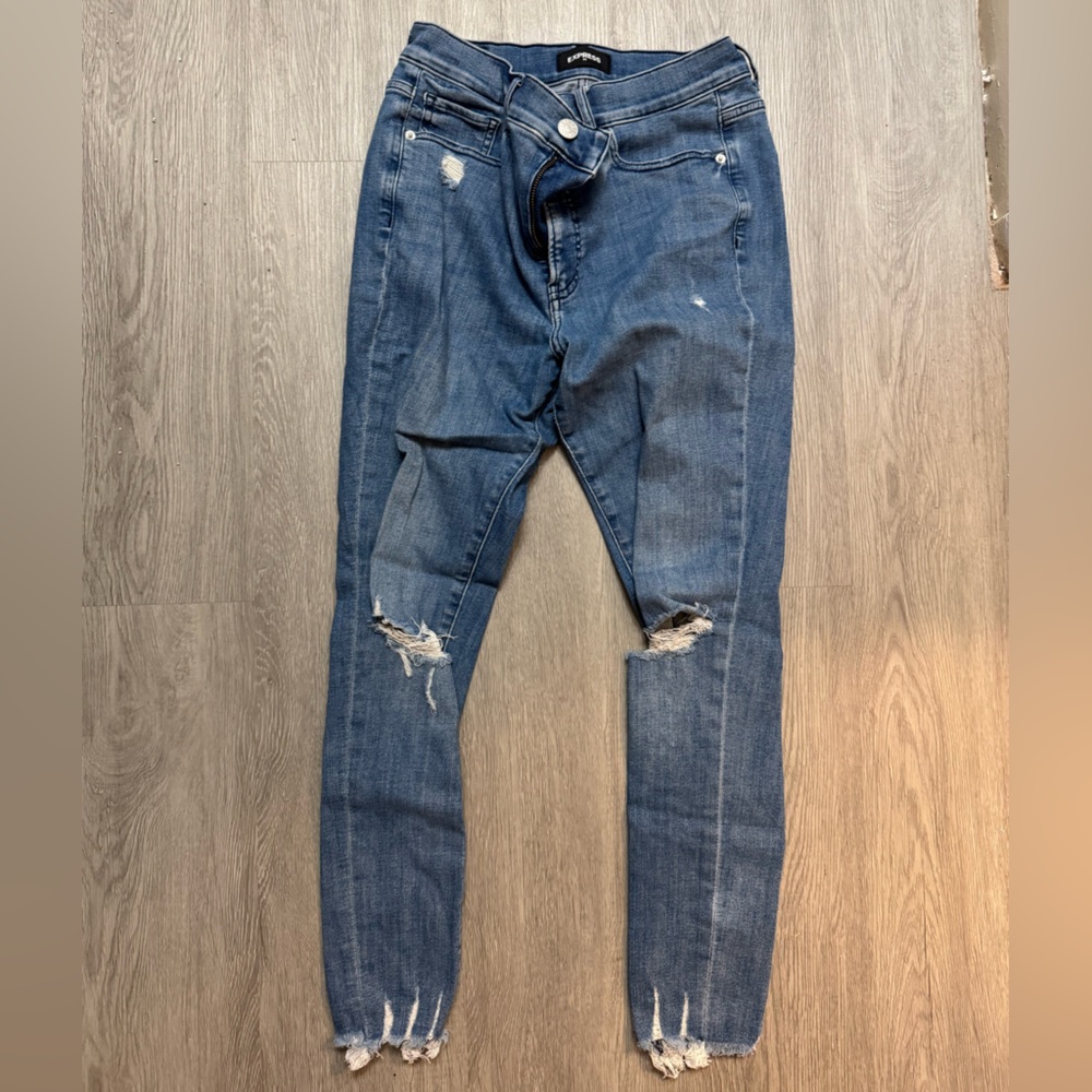 Express Distressed Blue Jeans for Women